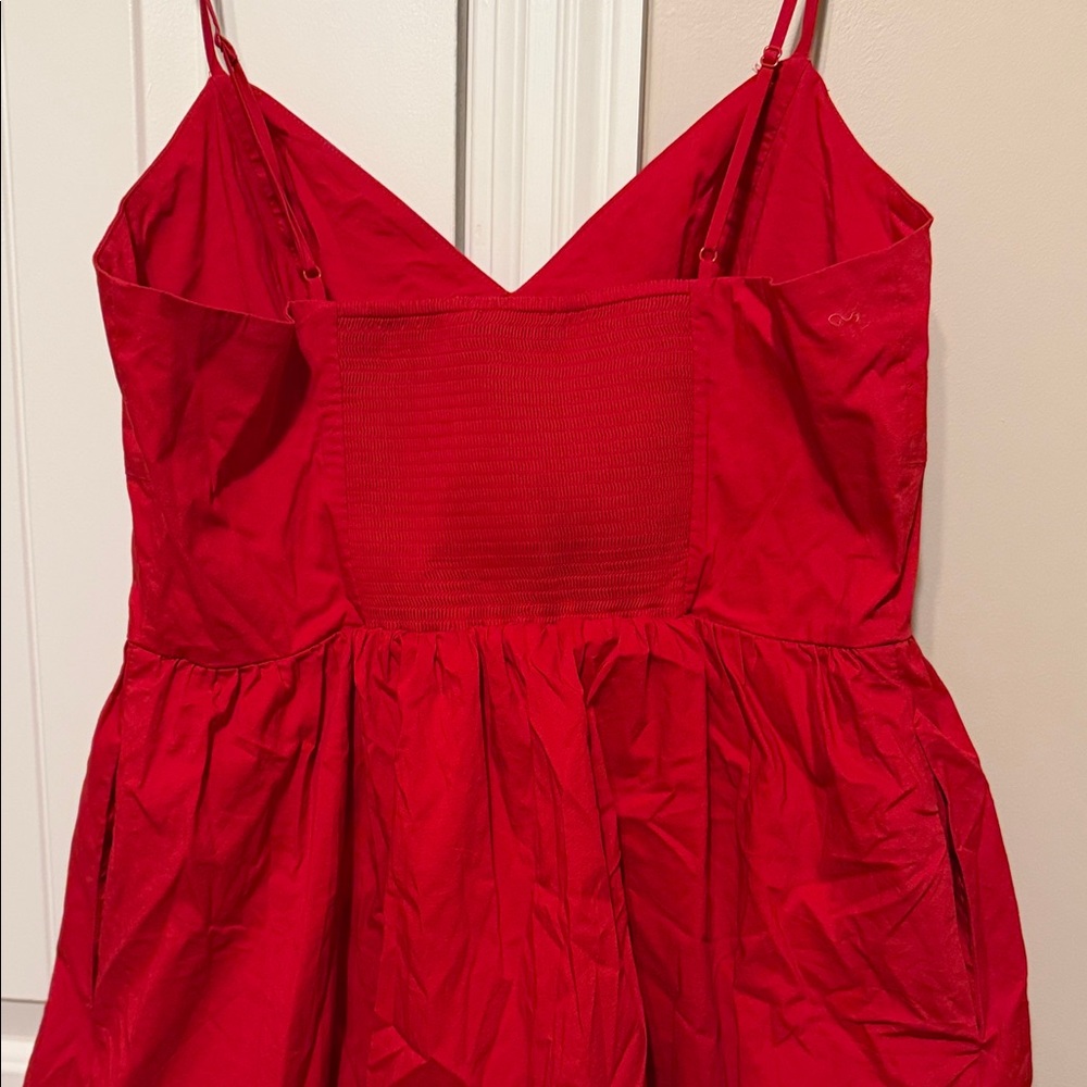 Red Spaghetti-Strap Bubble Mini Dress - Picture 5 of 11